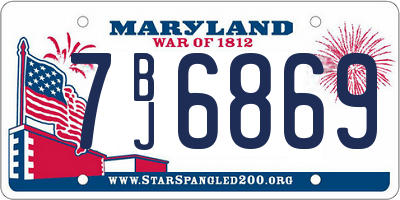 MD license plate 7BJ6869