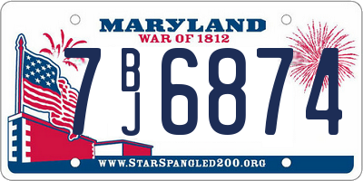 MD license plate 7BJ6874