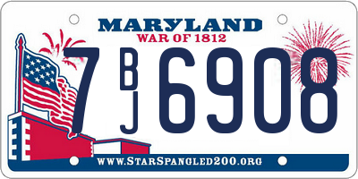 MD license plate 7BJ6908