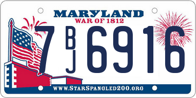 MD license plate 7BJ6916