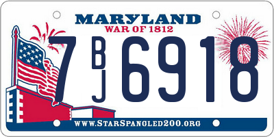 MD license plate 7BJ6918