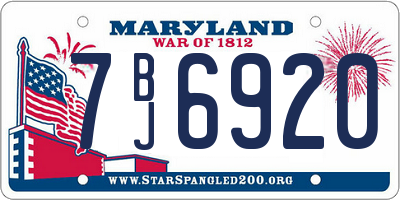 MD license plate 7BJ6920