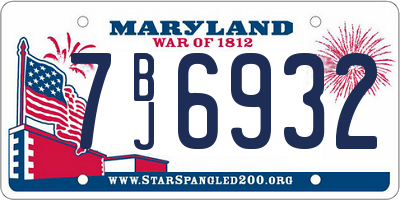 MD license plate 7BJ6932