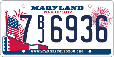 MD license plate 7BJ6936