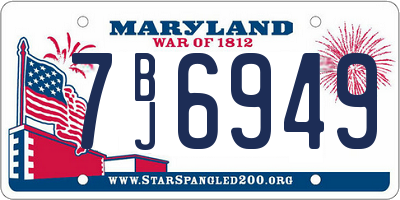 MD license plate 7BJ6949
