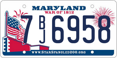MD license plate 7BJ6958