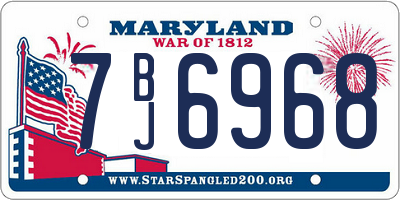 MD license plate 7BJ6968