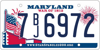 MD license plate 7BJ6972