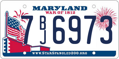 MD license plate 7BJ6973