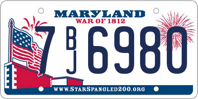 MD license plate 7BJ6980