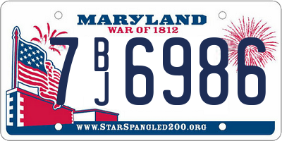 MD license plate 7BJ6986