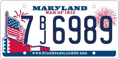 MD license plate 7BJ6989