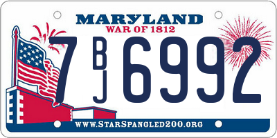 MD license plate 7BJ6992