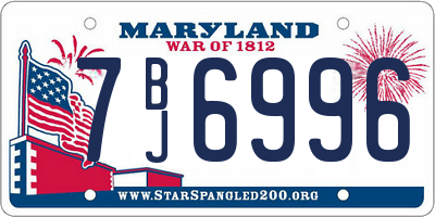 MD license plate 7BJ6996