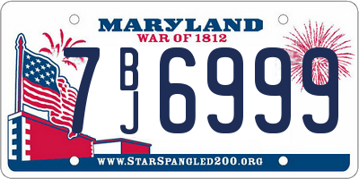 MD license plate 7BJ6999