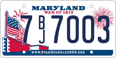 MD license plate 7BJ7003