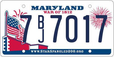MD license plate 7BJ7017