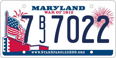 MD license plate 7BJ7022