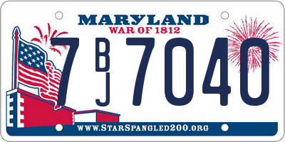 MD license plate 7BJ7040