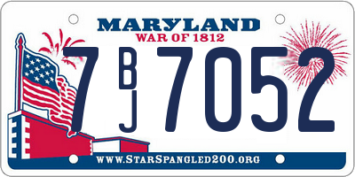 MD license plate 7BJ7052