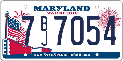 MD license plate 7BJ7054