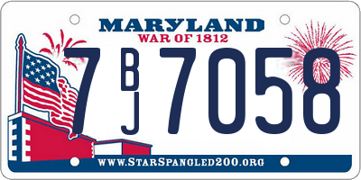 MD license plate 7BJ7058