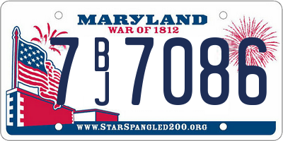 MD license plate 7BJ7086