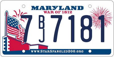 MD license plate 7BJ7181