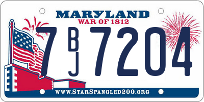 MD license plate 7BJ7204