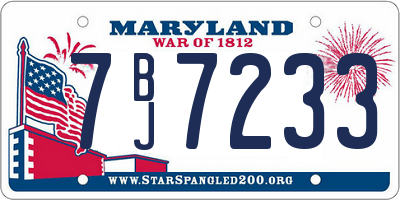 MD license plate 7BJ7233