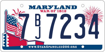 MD license plate 7BJ7234