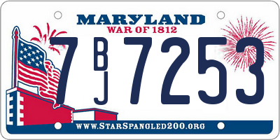 MD license plate 7BJ7253