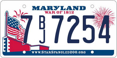 MD license plate 7BJ7254