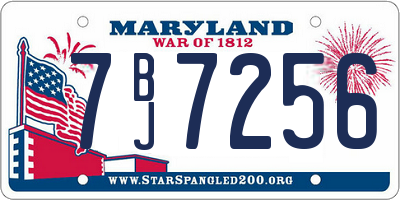 MD license plate 7BJ7256