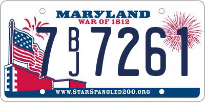 MD license plate 7BJ7261
