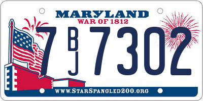 MD license plate 7BJ7302