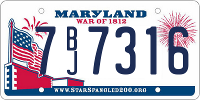 MD license plate 7BJ7316