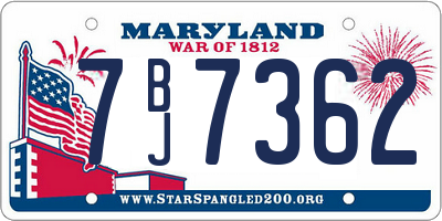 MD license plate 7BJ7362