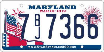 MD license plate 7BJ7366
