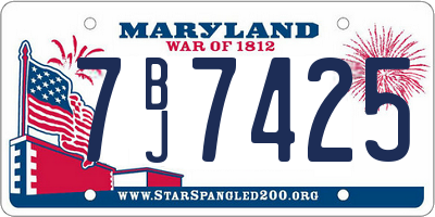 MD license plate 7BJ7425