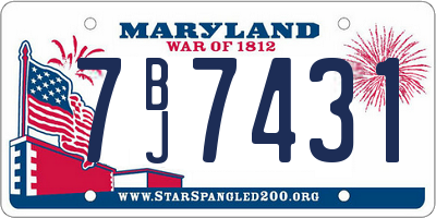 MD license plate 7BJ7431