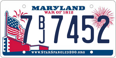 MD license plate 7BJ7452