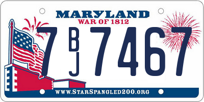 MD license plate 7BJ7467