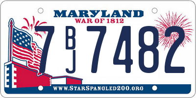 MD license plate 7BJ7482