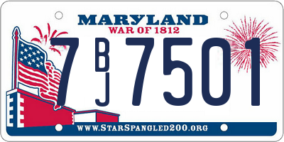MD license plate 7BJ7501