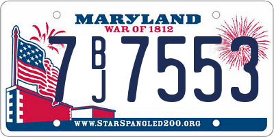 MD license plate 7BJ7553