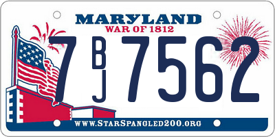 MD license plate 7BJ7562