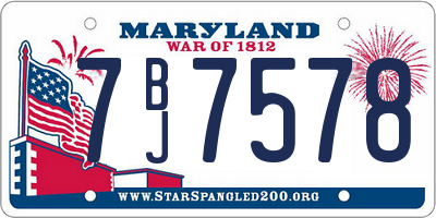 MD license plate 7BJ7578