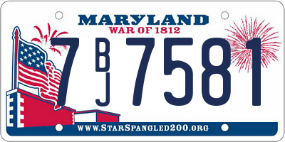 MD license plate 7BJ7581
