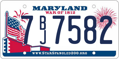 MD license plate 7BJ7582